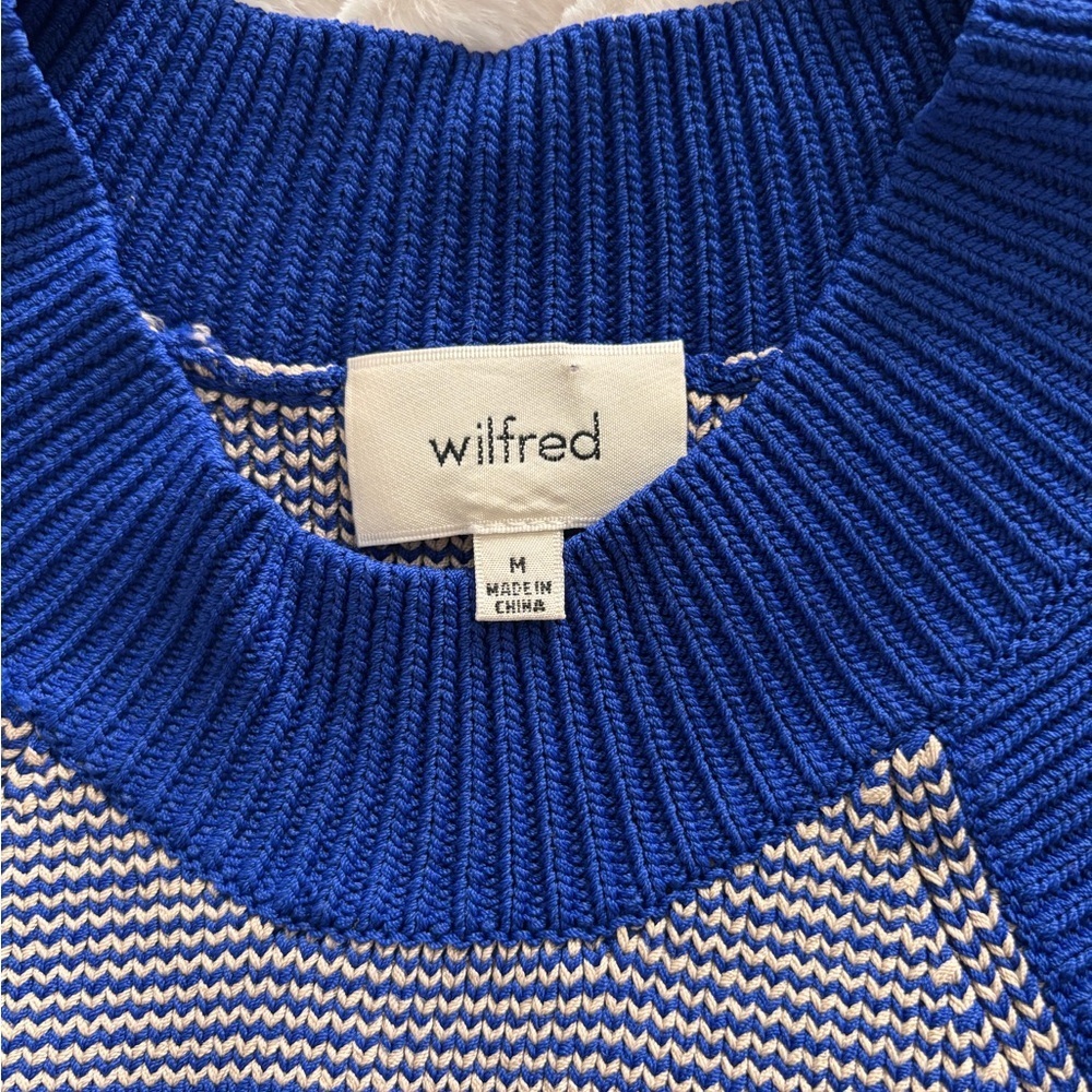 Wilfred Royal Blue and Cream Knit Top Sz medium - Picture 2 of 7